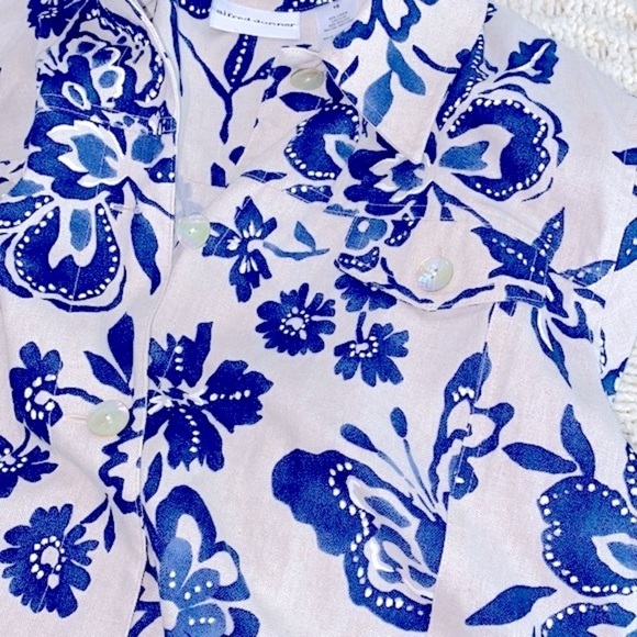 Alfred Dunner floral button down top size 16 linen blend - Picture 9 of 9